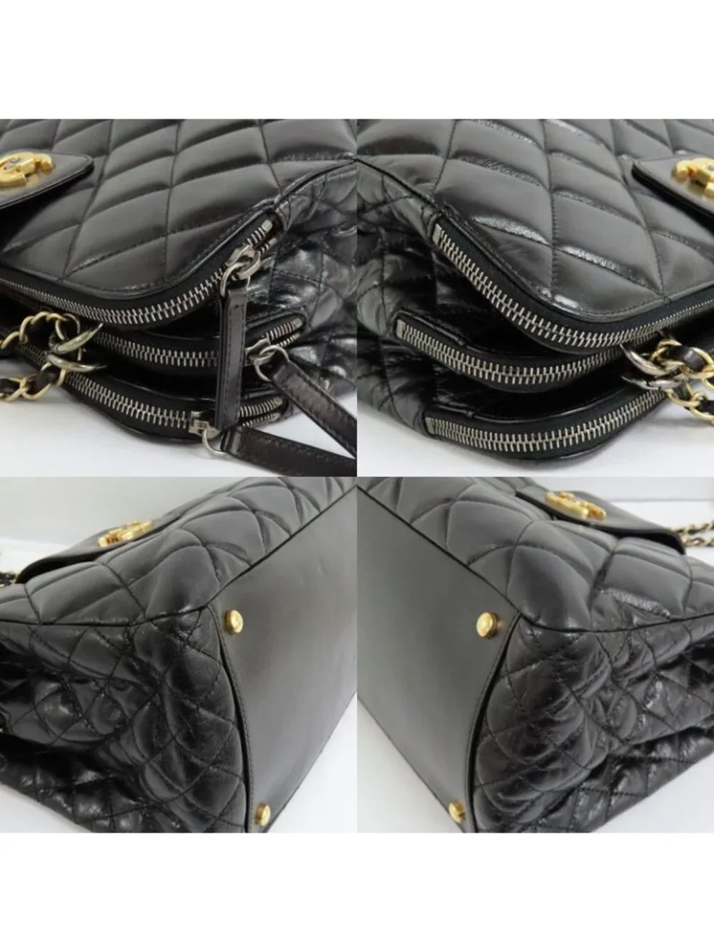 Chanel Quilted Chain Shoulder Bag Bow-ring Black Antique Hardware No - Picture 9 of 10